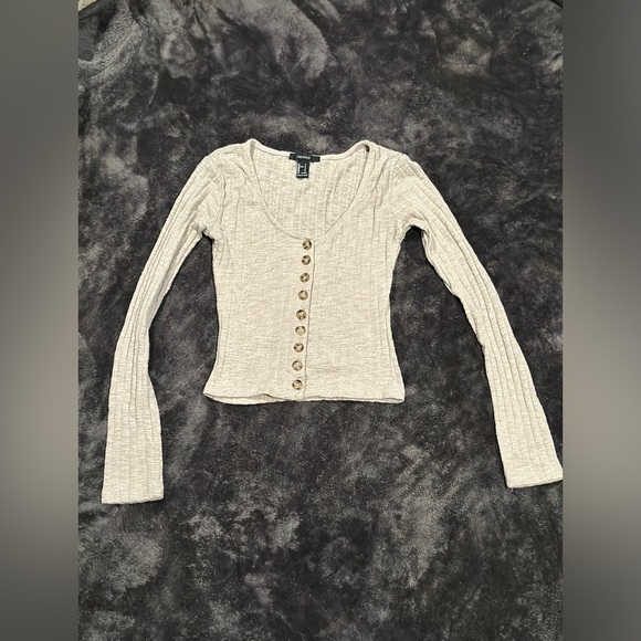 Forever 21 grey long sleeve button up, size small - Picture 1 of 2